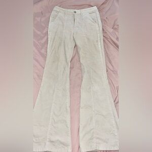 Forever 21 Womens Cream Flat Front Mid Rise Flared Leg Ankle Pants